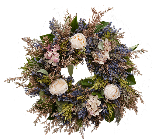 Home Decor Flower Wreath handmade by The Truffle Farm of Parksville